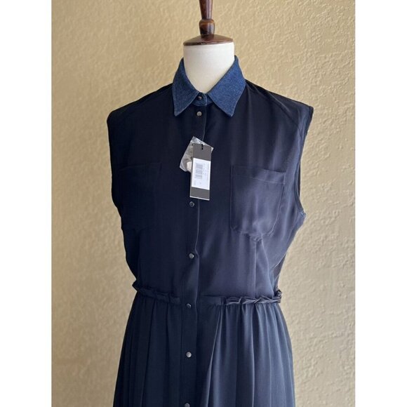 DIESEL Women's Black Chiffon Collared D-casey-b Pleated Shirt Dress DL12 $248 - Picture 11 of 11